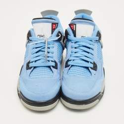 Pre Owned Air Jordans Blue Suede Jordan 4 Retro University Blue Sneakers Size 40
