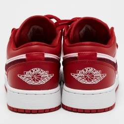 Air Jordans Red/Pink Leather Jordan 1 Low SE Red Quilt Sneakers Size 38.5 (GS)