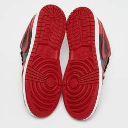 Pre Owned Air Jordans Red/Black Leather Jordan 1 Low Reverse Bred Sneakers Size 38.5 (GS)