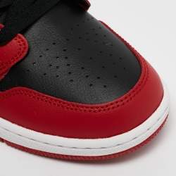 Pre Owned Air Jordans Red/Black Leather Jordan 1 Low Reverse Bred Sneakers Size 38.5 (GS)