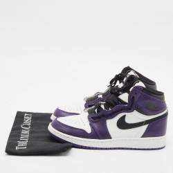 Air Jordans Purple/White Leather Jordan 1 Retro High Court Sneakers Size 39