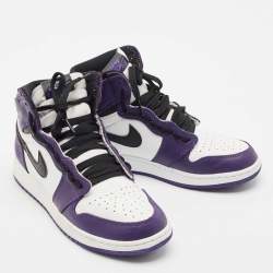 Air Jordans Purple/White Leather Jordan 1 Retro High Court Sneakers Size 39