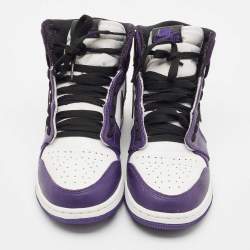 Air Jordans Purple/White Leather Jordan 1 Retro High Court Sneakers Size 39