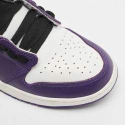 Air Jordans Purple/White Leather Jordan 1 Retro High Court Sneakers Size 39