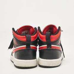 Air Jordans Tricolor Leather Jordan 1 Mid PS Black Fire Red Sneakers Size 31 (kids) 