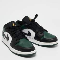 Air Jordans Multicolor Leather Jordan 1 Low Green Toe Sneakers Size 38.5 (GS)