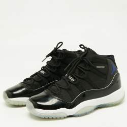Air Jordans Black Patent Leather Jordan 11 Retro Space Jam Sneakers Size 38.5 (GS)