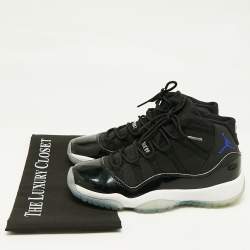 Air Jordans Black Patent Leather Jordan 11 Retro Space Jam Sneakers Size 38.5 (GS)