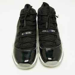 Air Jordans Black Patent Leather Jordan 11 Retro Space Jam Sneakers Size 38.5 (GS)