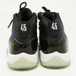 Air Jordans Black Patent Leather Jordan 11 Retro Space Jam Sneakers Size 38.5 (GS)