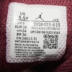 Pre Owned Air Jordans Burgundy/Grey Leather Jordan 1 Mid Cherrywood Red Sneakers Size 38