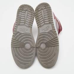 Pre Owned Air Jordans Burgundy/Grey Leather Jordan 1 Mid Cherrywood Red Sneakers Size 38