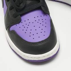 Pre Owned Air Jordans Purple/Black Leather Jordan 1 Low Purple Venom Sneakers Size 37.5