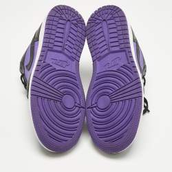 Pre Owned Air Jordans Purple/Black Leather Jordan 1 Low Purple Venom Sneakers Size 37.5