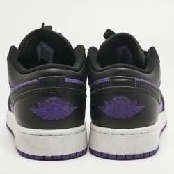 Pre Owned Air Jordans Purple/Black Leather Jordan 1 Low Purple Venom Sneakers Size 37.5
