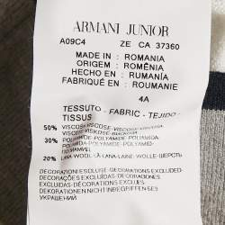 Pre Owned Armani Junior Grey Striped Knit Long Sleeve Dress 4 Yrs