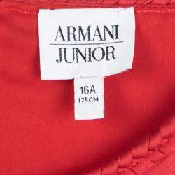 Armani Junior Red Braided Edging Detail Sleeveless Dress 16 Yrs