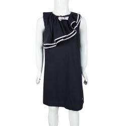 Armani Junior Navy Blue Ruffle Detail Sleeveless Dress 8Yrs