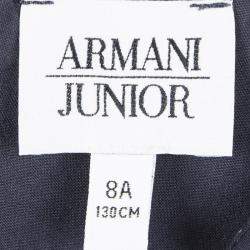 Armani Junior Navy Blue Ruffle Detail Sleeveless Dress 8Yrs