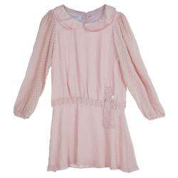 Baby Dior Pink Silk Dobby Long Sleeve Drop Waist Dress 10 Yrs