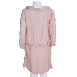 Baby Dior Pink Silk Dobby Long Sleeve Drop Waist Dress 10 Yrs