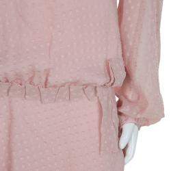 Baby Dior Pink Silk Dobby Long Sleeve Drop Waist Dress 10 Yrs
