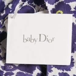 Baby Dior Blue Floral Print Cotton A-Line Sun Dress Set 36M