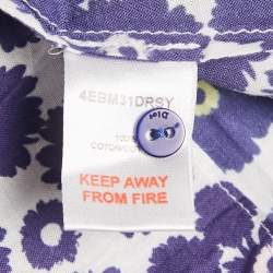 Baby Dior Blue Floral Print Cotton A-Line Sun Dress Set 36M