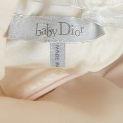 Baby Dior Pink Floral Embellished Silk Pleated Dress 24M