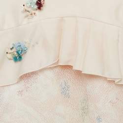 Baby Dior Pink Floral Embellished Silk Pleated Dress 24M