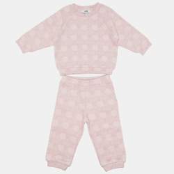 Baby Dior Pink Hexagon Weave Basket Print Cotton Track Set 12M 