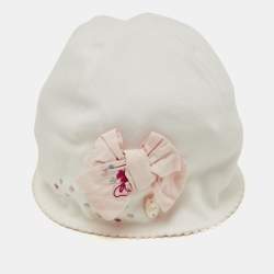Baby Dior White/Pink Bow Cotton Cap 3-6M
