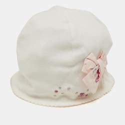 Baby Dior White/Pink Bow Cotton Cap 3-6M