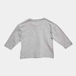 Pre Owned Baby Dior Grey Bear Print Cotton Long Sleeve T-Shirt 12 M