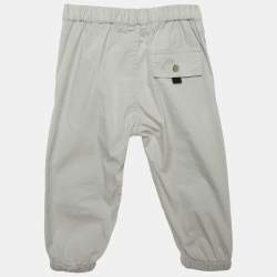Pre Owned Baby Dior Light Grey Cotton Blend Pank Pants 18 M