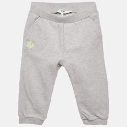 Pre Owned Baby Dior Grey Logo Embroidery Cotton Knit Track Pants 24 M