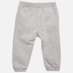 Pre Owned Baby Dior Grey Logo Embroidery Cotton Knit Track Pants 24 M