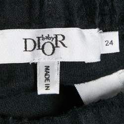 Pre Owned Baby Dior Black Cannage Embroidery Cotton Knit Pants 24 M