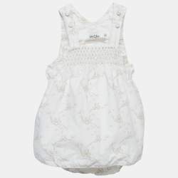 Baby Dior Whit/Pink Floral Print Cotton Layered Onesie 6M