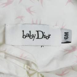 Baby Dior Whit/Pink Floral Print Cotton Layered Onesie 6M