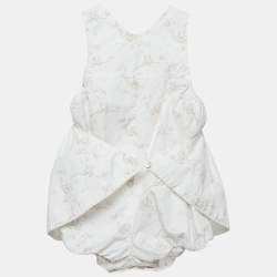 Baby Dior Whit/Pink Floral Print Cotton Layered Onesie 6M