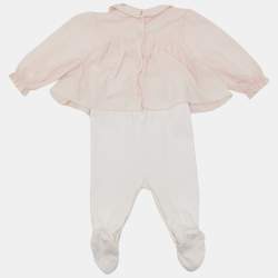 Pre Owned Baby Dior Pink Cotton Pyjama Bodysuit 3M