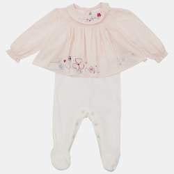 Pre Owned Baby Dior Pink Cotton Pyjama Bodysuit 3M