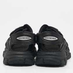 Balenciaga Black Faux Leather Track Sandals Size 26