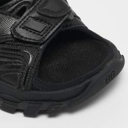 Balenciaga Black Faux Leather Track Sandals Size 26