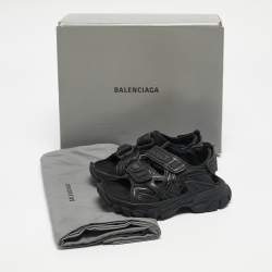 Balenciaga Black Faux Leather Track Sandals Size 26