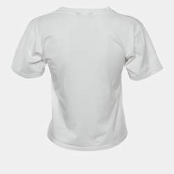 Balenciaga Kids White Printed Cotton Crew Neck T-Shirt 10 Yrs