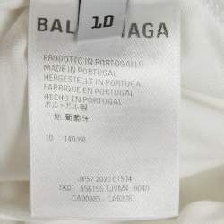 Balenciaga Kids White Printed Cotton Crew Neck T-Shirt 10 Yrs