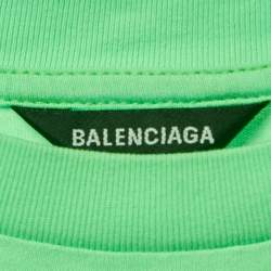 Pre Owned Balenciaga Kids Florescent Green Printed Cotton Crew Neck T-Shirt 10 Yrs