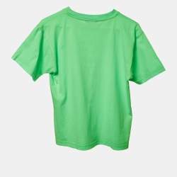 Pre Owned Balenciaga Kids Florescent Green Printed Cotton Crew Neck T-Shirt 10 Yrs
